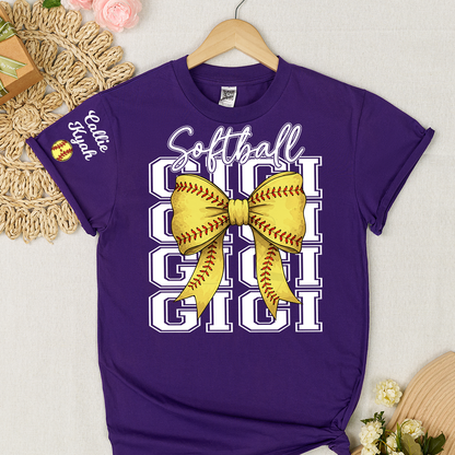 Softball Game Day Nana Gigi Grandma and Grandkids Personalized T-shirt