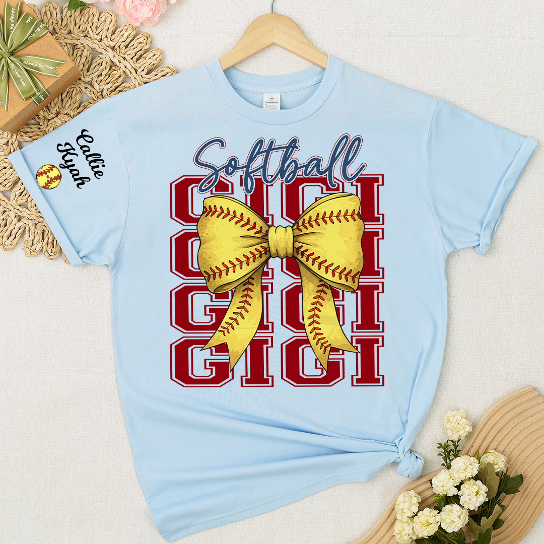 Softball Game Day Nana Gigi Grandma and Grandkids Personalized T-shirt