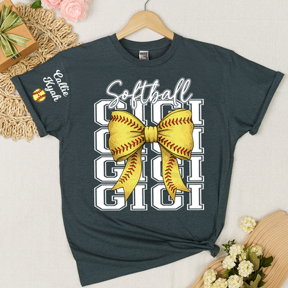 Softball Game Day Nana Gigi Grandma and Grandkids Personalized T-shirt