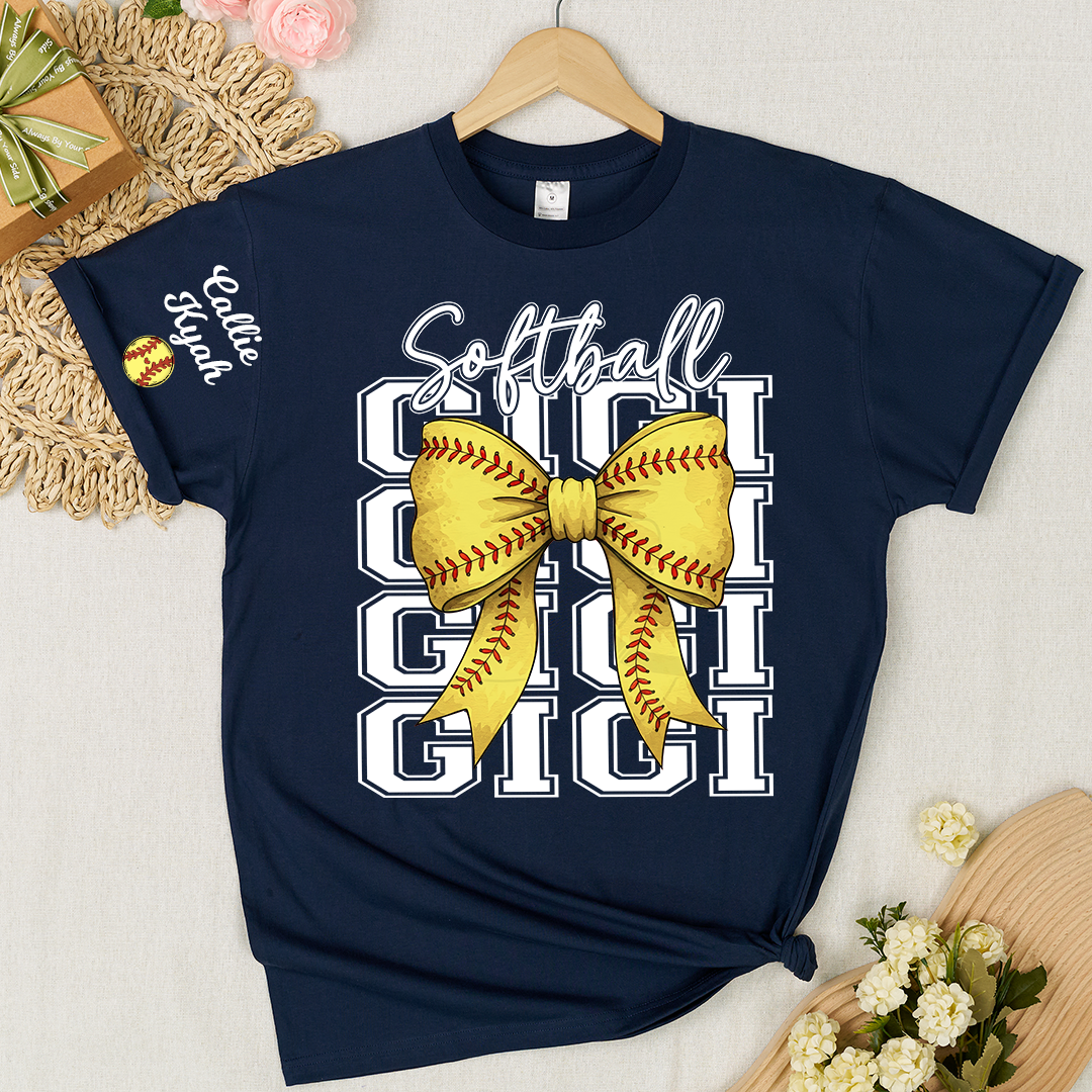 Softball Game Day Nana Gigi Grandma and Grandkids Personalized T-shirt