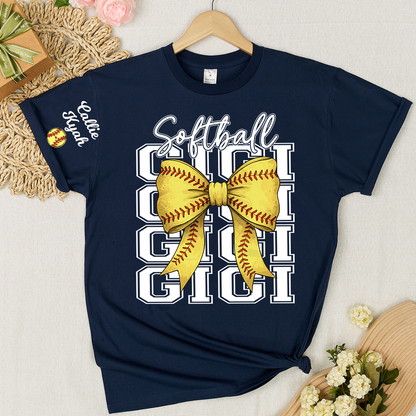 Softball Game Day Nana Gigi Grandma and Grandkids Personalized T-shirt