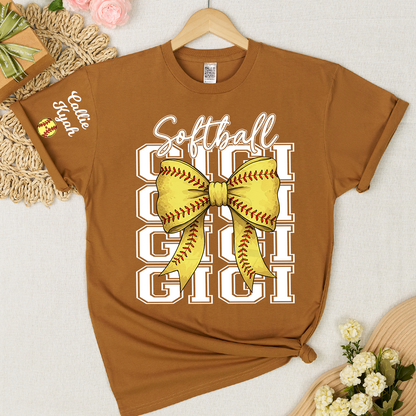 Softball Game Day Nana Gigi Grandma and Grandkids Personalized T-shirt