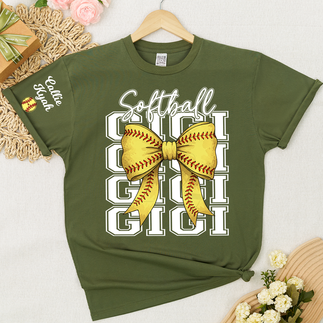 Softball Game Day Nana Gigi Grandma and Grandkids Personalized T-shirt