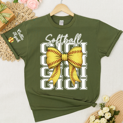 Softball Game Day Nana Gigi Grandma and Grandkids Personalized T-shirt
