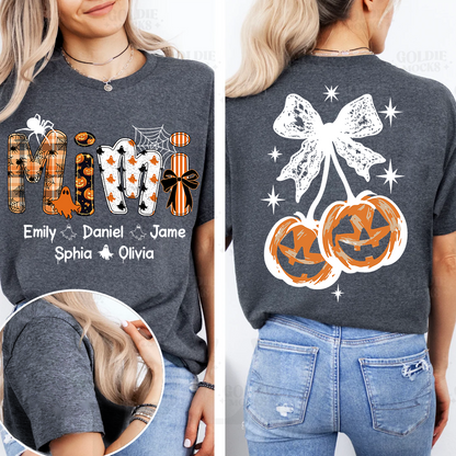 Spooky Mimi, Pumpkin Cherries Halloween Custom Grandma And Grandkids T-shirt