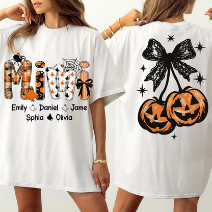 Spooky Mimi, Pumpkin Cherries Halloween Custom Grandma And Grandkids T-shirt