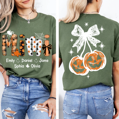 Spooky Mimi, Pumpkin Cherries Halloween Custom Grandma And Grandkids T-shirt