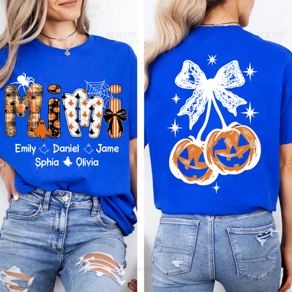Spooky Mimi, Pumpkin Cherries Halloween Custom Grandma And Grandkids T-shirt