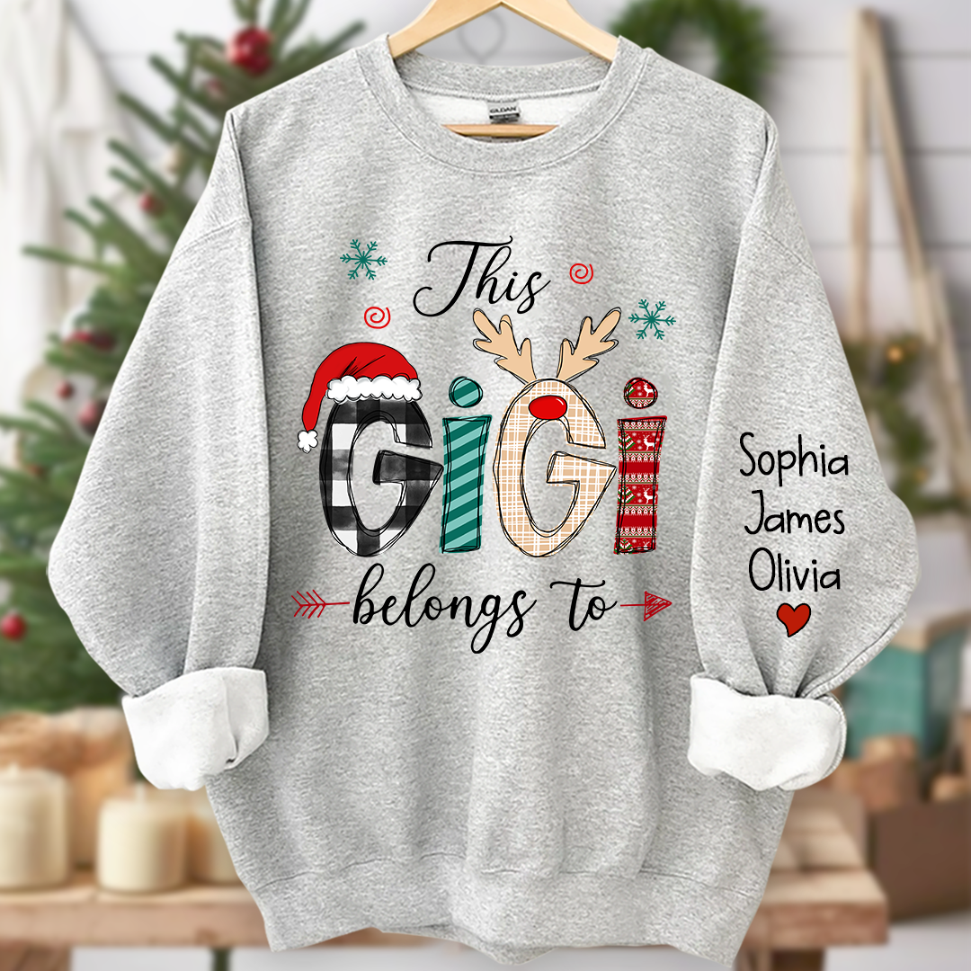 Merry Christmas This Gigi Belongs To Grandkids Sweatshirt, Merry Christmas Grandma Sweatshirt