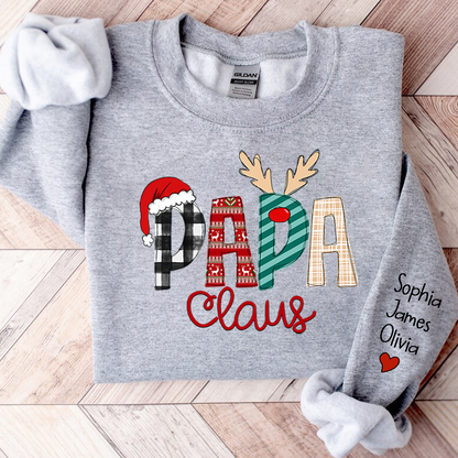 Personalize Merry Christmas Papa Claus, Dad Claus Gift Custom Name Kids Sweatshirt