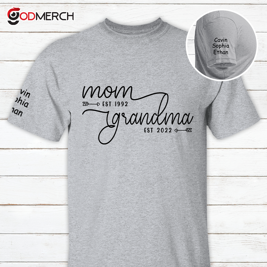 Personalized Mom Est Grandma Est TH T-Shirt