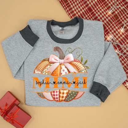 Mimi Pumpkin with Grandkids Names – Fall Gift for Grandma Sweatshirt Mix