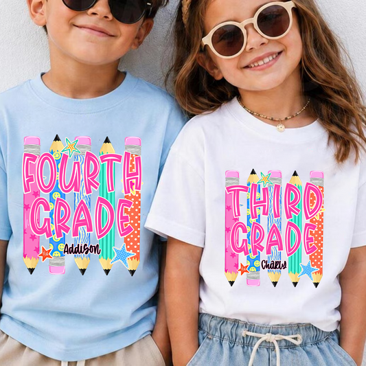 Custom Grade Level, KidsTeam, Pre-K To Fifth Grade Back To School Shirt