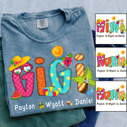 Summer Beach Gigi And Grandkids Personalized Shirt