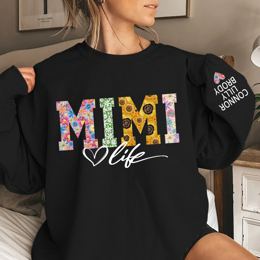 Custom Mimi Life Flower And Kids Sweatshirt