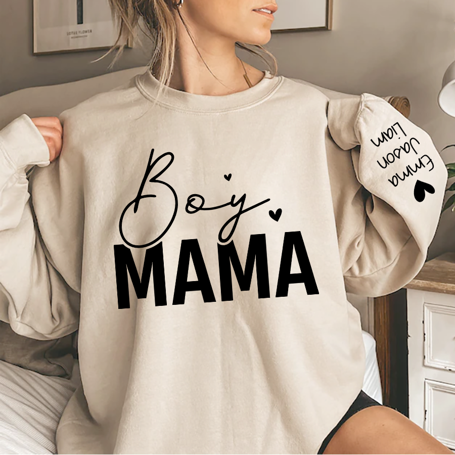 Personalized Boy Mama With Kids, Gift For Mom TH Sweatshirt, Mother's Day Shirt For Mom Mama Mommy