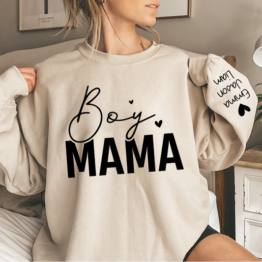 Personalized Boy Mama With Kids, Gift For Mom TH Sweatshirt, Mother's Day Shirt For Mom Mama Mommy
