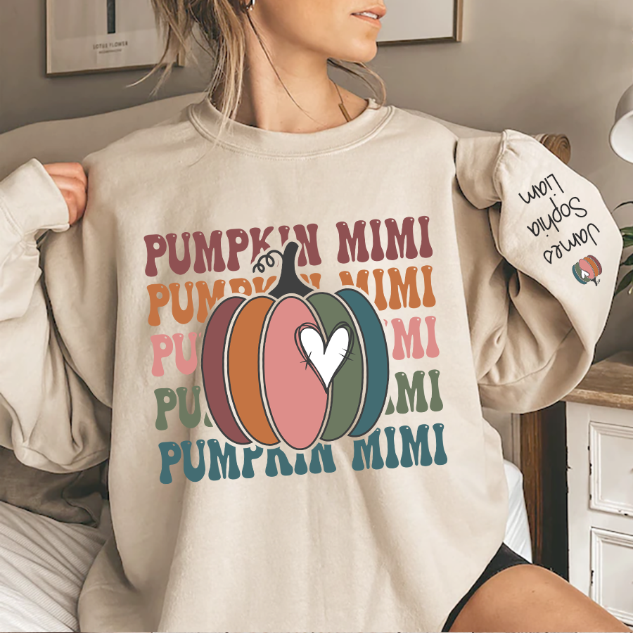 Pumpkin Mimi Autumn Sweatshirt, Custom Mimi & Kids Fall Autumn, Grandma Gift TH