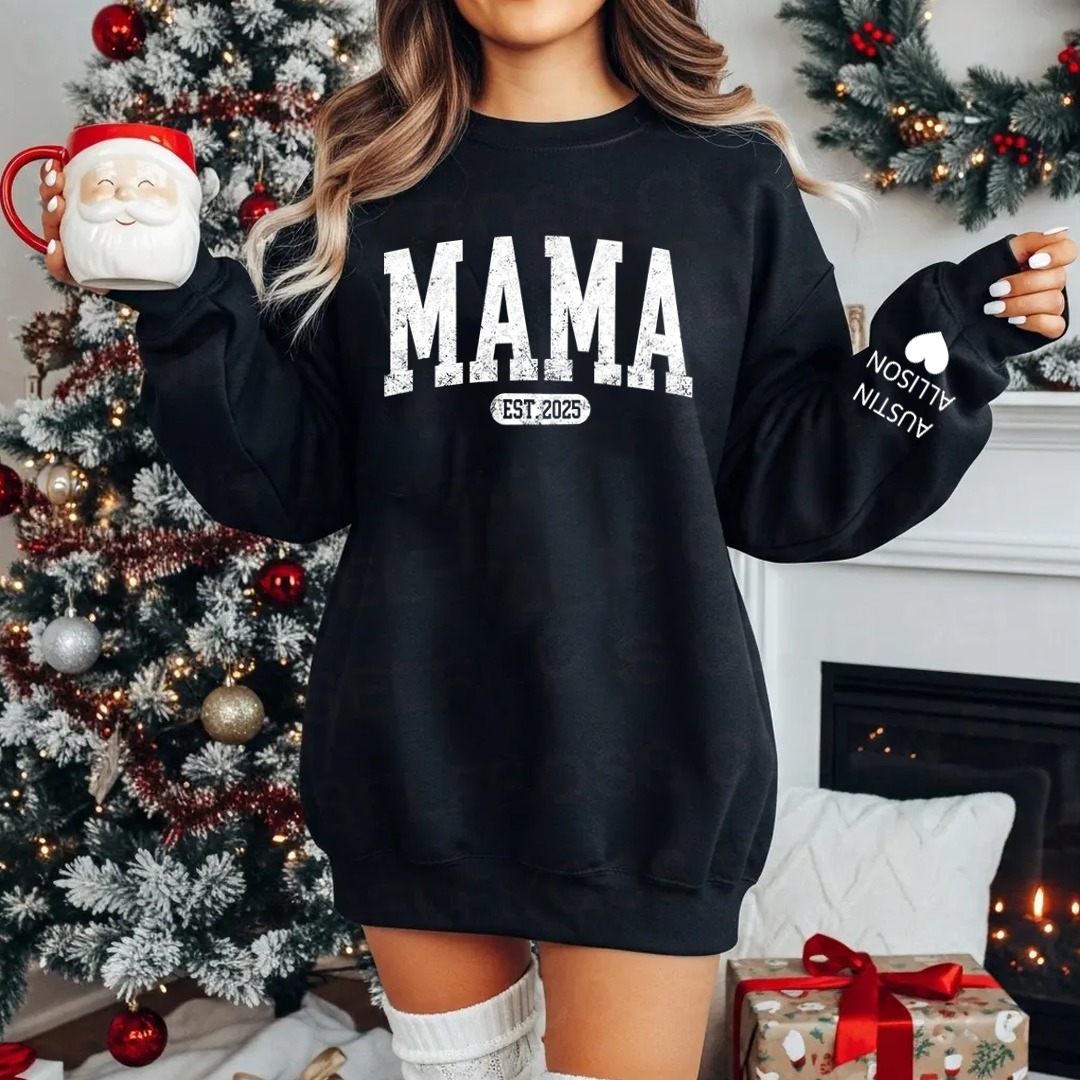 Custom Mimi Est with Granddaughter and Grandson Names Sweatshirt