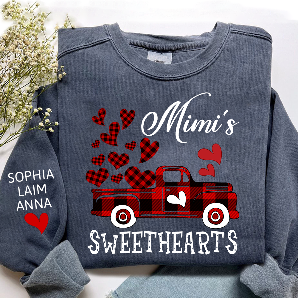 Custom Mimi Sweethearts Valentine sweatshirt, Heart And Car Valentine Gifts For Grandma And Grandchildren