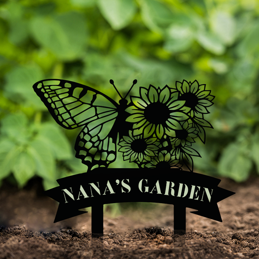Metal Grandma Sign, Nana's Garden Best Gifts For Grandma, Butterfly Sunflower Metal Sign