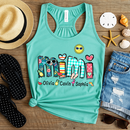 Summer Mimi Tank Bella Canvas, Custom Nickname With Grandkids Name, Love Summer