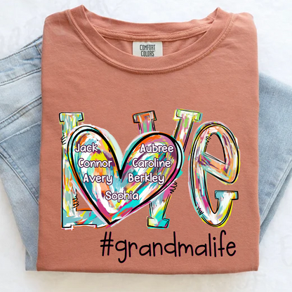 Comfort Colors® Love Grandma Color T-Shirt, Custom Grandma With Grandkids Shirt