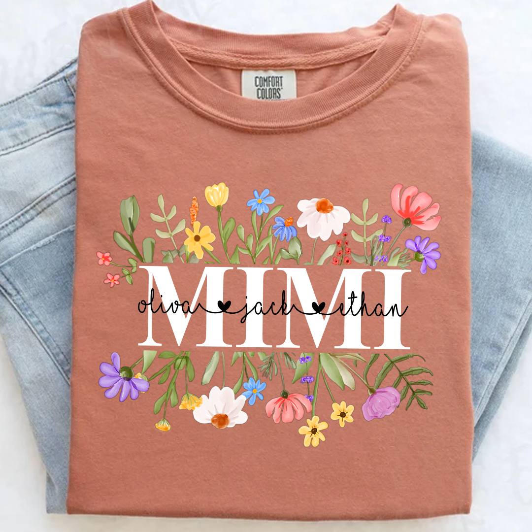 Mimi Wildflower Watercolor And Grandkids Gift For Grandma Comfort Colors® Shirt