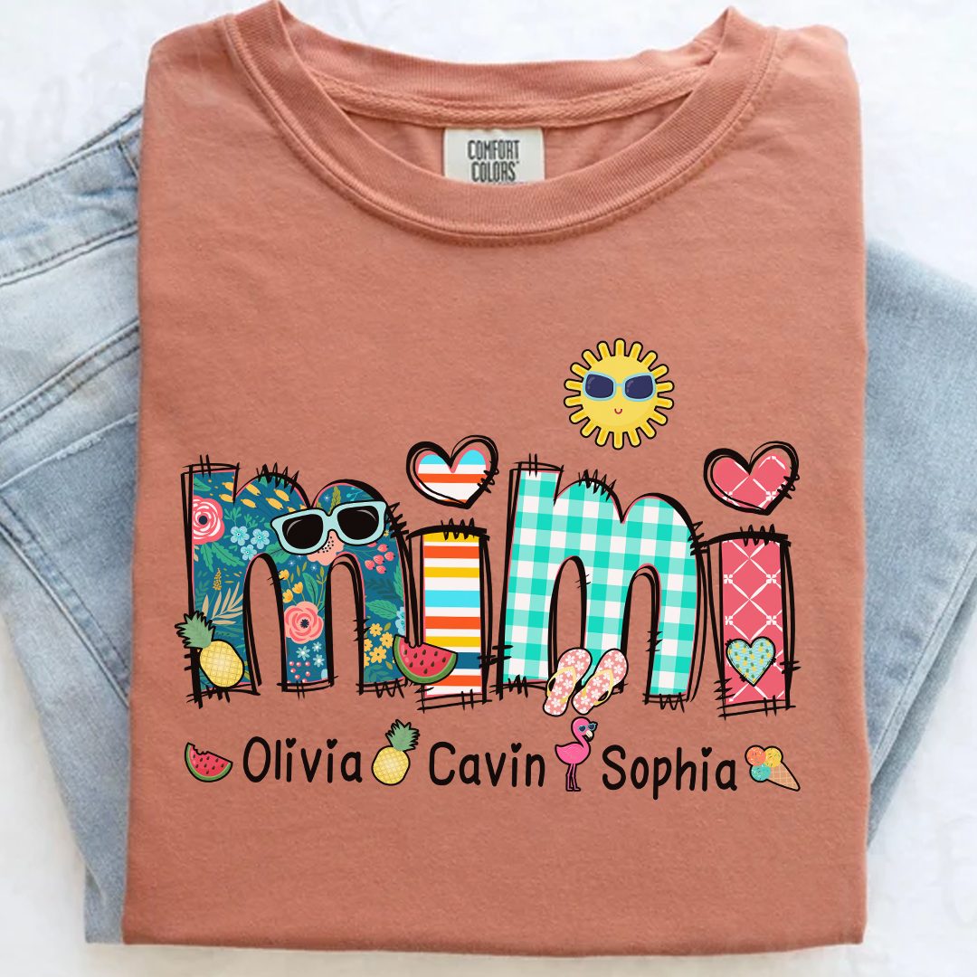 Comfort Colors® Personalize Mimi Summer 2026 Shirt, Custom Grandma And Grandkids Shirt, Gifts For Grandma Shirt