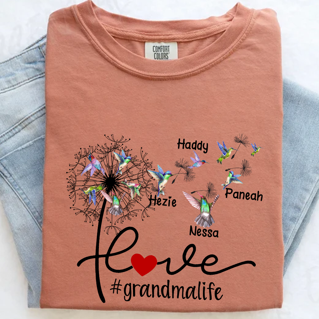 Comfort Colors® Love Grandma life with Grandkids Hummingbird Shirt, Gift For Grandma T-Shirt