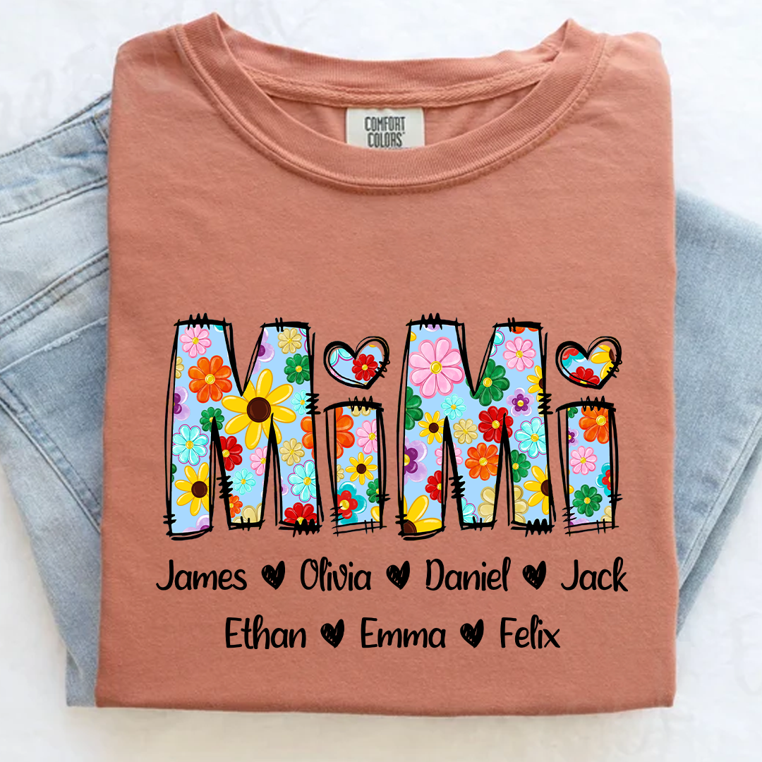 Comfort Colors® Mimi Art 2025 T-Shirt, Custom Grandma With Grandkids Shirt