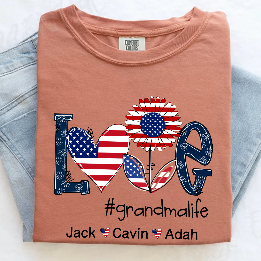 Comfort Colors® Love Grandma Life Usa, Custom Mom, Grandma With Grandkids, Gift for Grandma