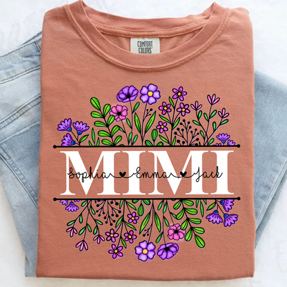 Comfort Colors® Mimi Wildflower And Grandkids Shirt Gift for Grandma, Mother's Day