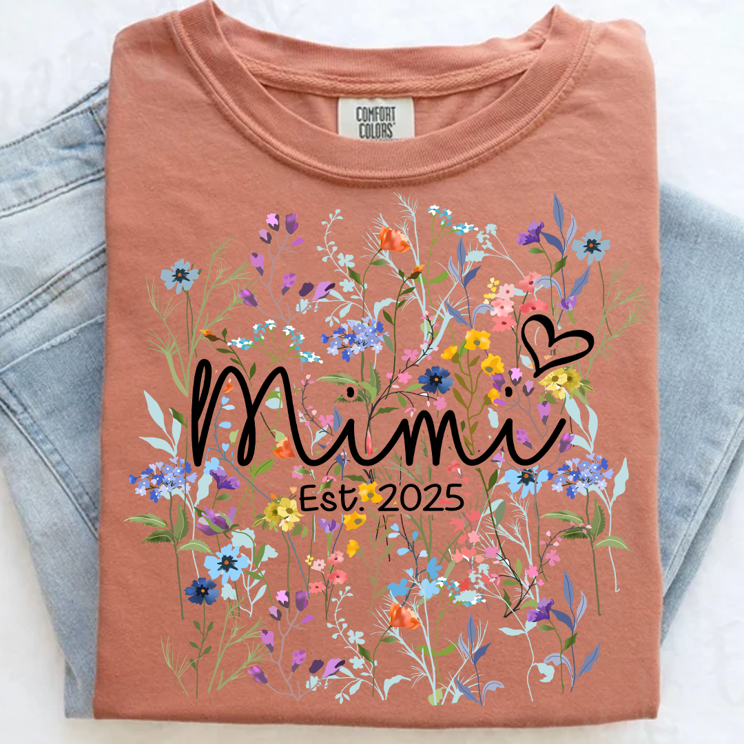 Comfort Colors® Mimi Heart Wildflower And Grandkids Shirt Gift for Grandma, Mother's Day, Birthday
