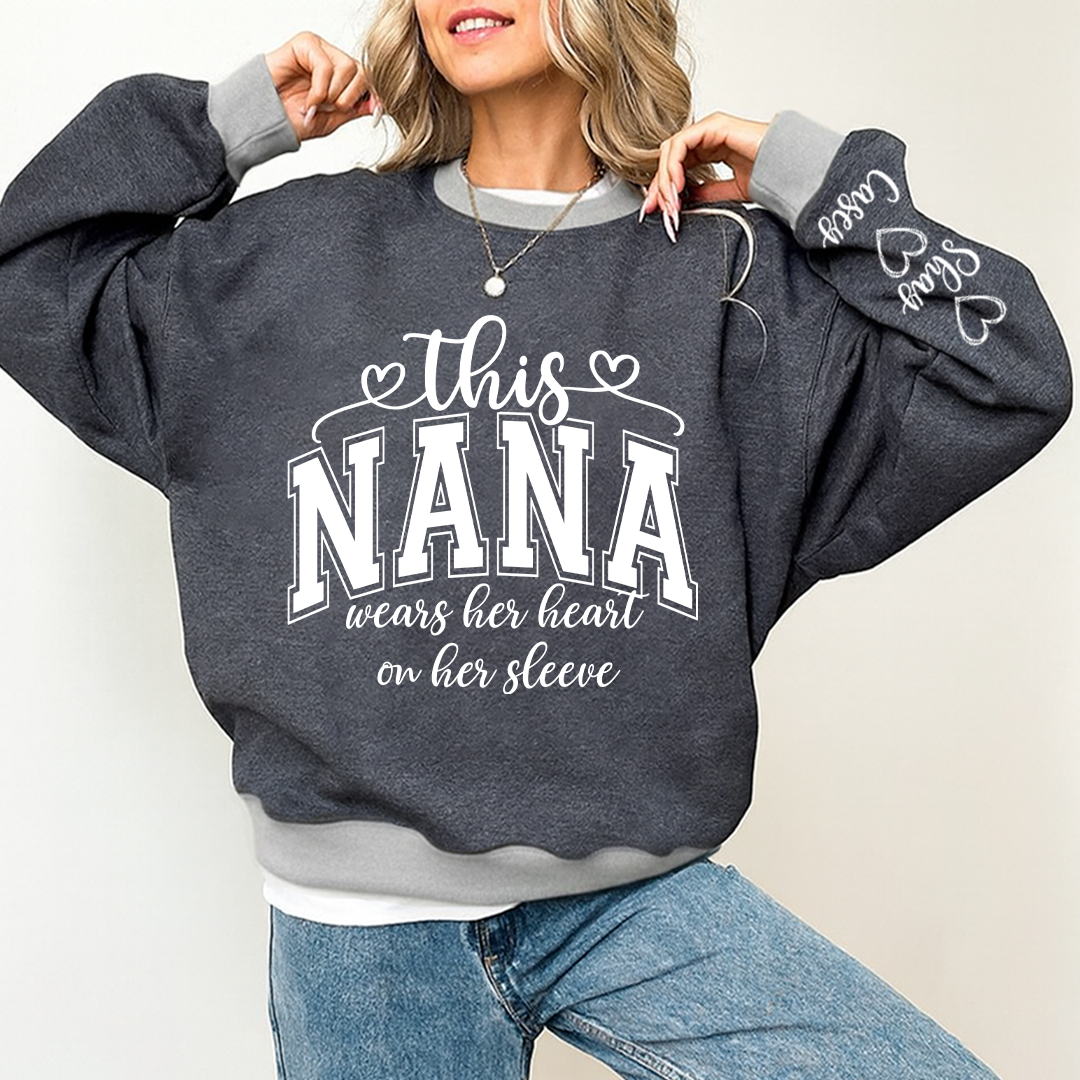 This Gigi Were Her Heart On Her Sleeve, Personalized Grandma and Grandkids Name