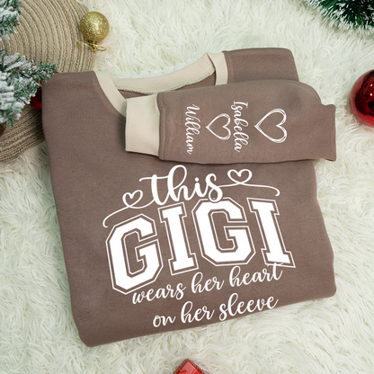 This Gigi Were Her Heart On Her Sleeve, Personalized Grandma and Grandkids Name