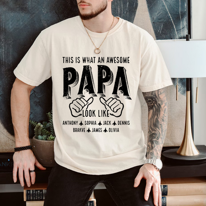 This Is What An Awesome Papa Look Like, Personalized Grandpa and Grandkids Family Gift T-shirt