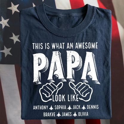 This Is What An Awesome Papa Look Like, Personalized Grandpa and Grandkids Family Gift T-shirt