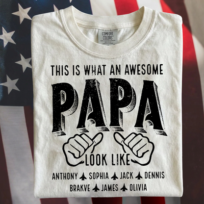 This Is What An Awesome Papa Look Like, Personalized Grandpa and Grandkids Family Gift T-shirt