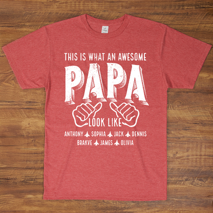 This Is What An Awesome Papa Look Like, Personalized Grandpa and Grandkids Family Gift T-shirt