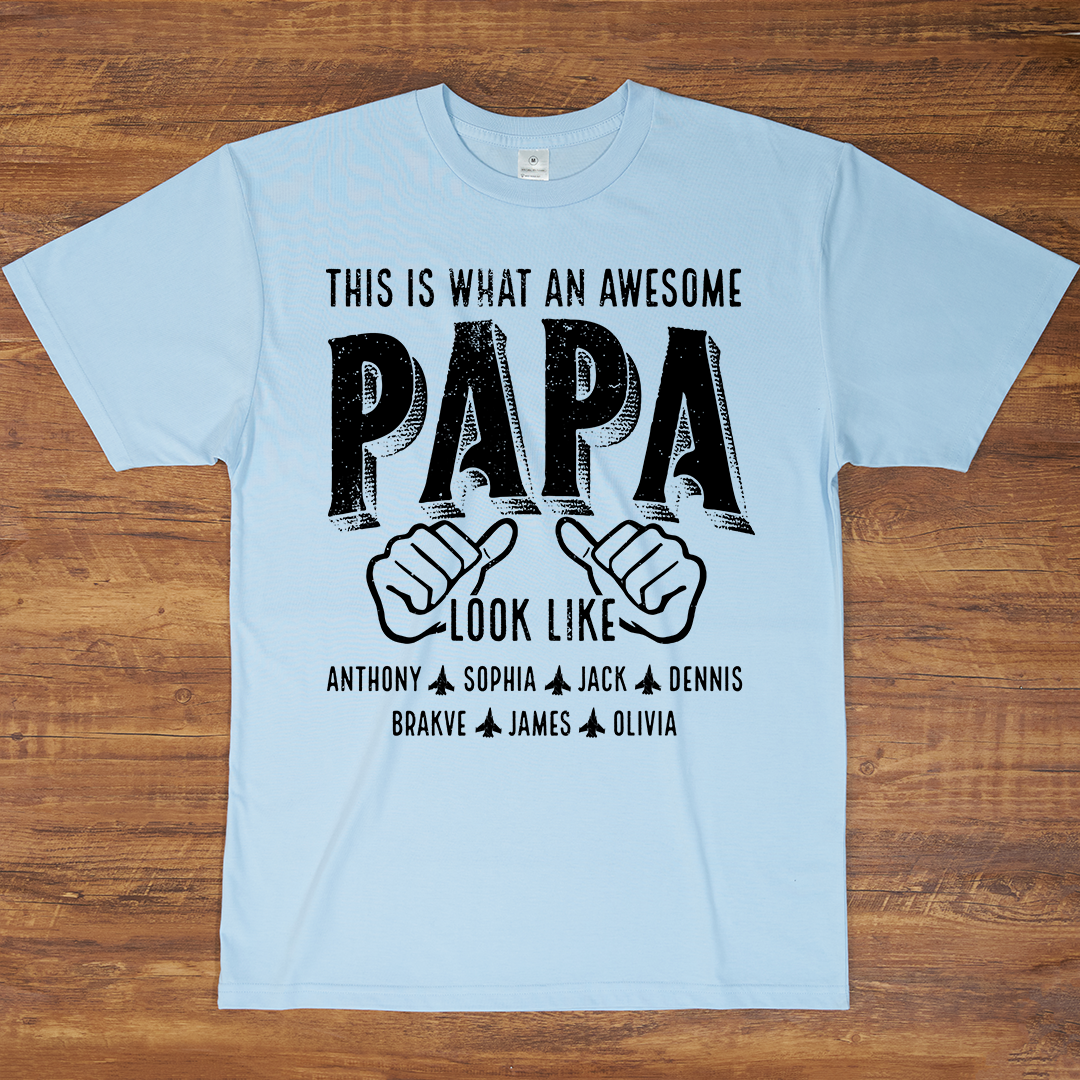 This Is What An Awesome Papa Look Like, Personalized Grandpa and Grandkids Family Gift T-shirt