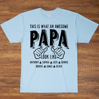 This Is What An Awesome Papa Look Like, Personalized Grandpa and Grandkids Family Gift T-shirt
