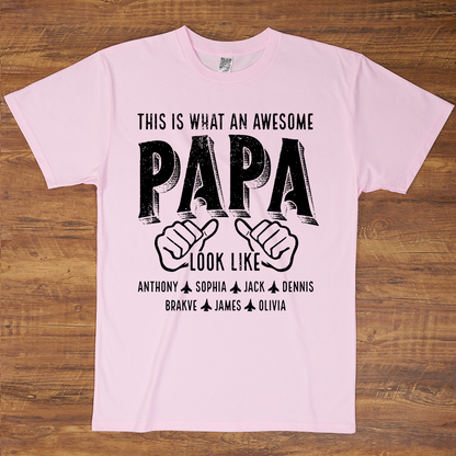 This Is What An Awesome Papa Look Like, Personalized Grandpa and Grandkids Family Gift T-shirt