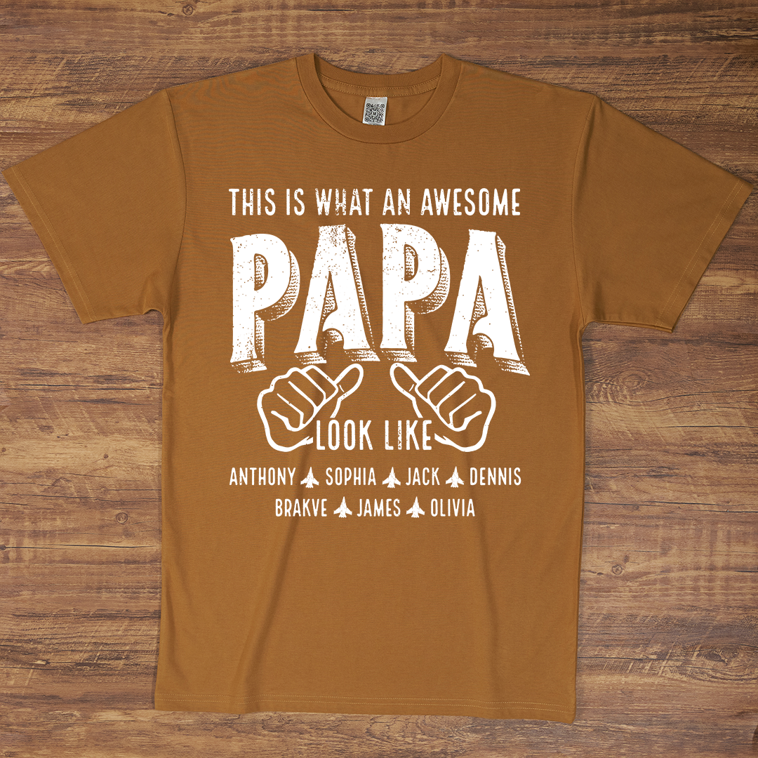 This Is What An Awesome Papa Look Like, Personalized Grandpa and Grandkids Family Gift T-shirt