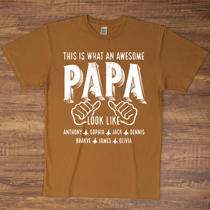 This Is What An Awesome Papa Look Like, Personalized Grandpa and Grandkids Family Gift T-shirt
