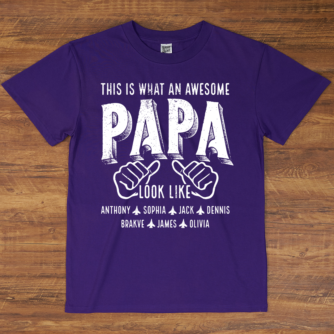 This Is What An Awesome Papa Look Like, Personalized Grandpa and Grandkids Family Gift T-shirt