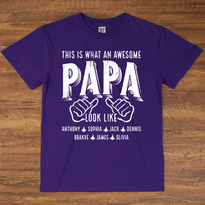 This Is What An Awesome Papa Look Like, Personalized Grandpa and Grandkids Family Gift T-shirt