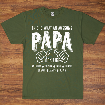 This Is What An Awesome Papa Look Like, Personalized Grandpa and Grandkids Family Gift T-shirt