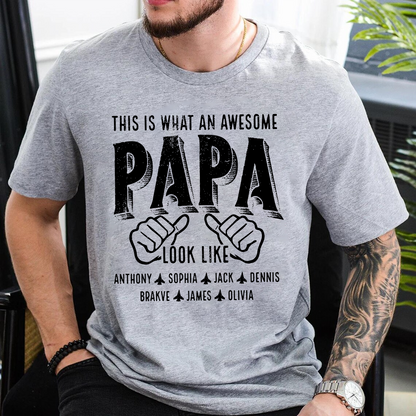 This Is What An Awesome Papa Look Like, Personalized Grandpa and Grandkids Family Gift T-shirt
