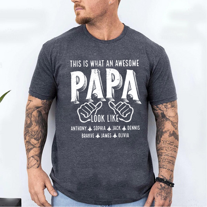 This Is What An Awesome Papa Look Like, Personalized Grandpa and Grandkids Family Gift T-shirt